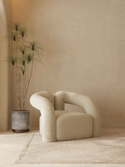 Rosetta White Boucle Accent Chair Shaggy Armchair