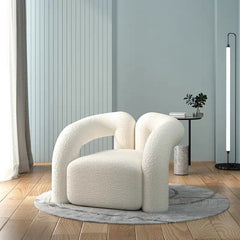 Rosetta White Boucle Accent Chair Shaggy Armchair