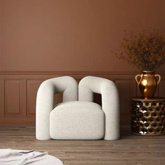 Rosetta White Boucle Accent Chair Shaggy Armchair