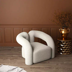 Rosetta White Boucle Accent Chair Shaggy Armchair