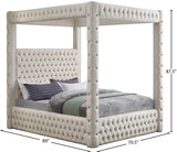 Royal Velvet Canopy Bed – Luxurious Contemporary Design with Deep Tufting for Elegant Bedrooms