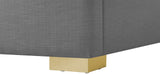 Royce Mid Century Modern Bed with Wingback Headboard and Stylish Gold & Chrome Legs for Elegance