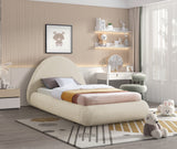 Rudy Contemporary Plush Faux Shearling Fabric Bed with Rounded Headboard for Modern Bedrooms