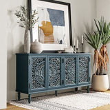 Emathides 63" Solid Wood Sideboard with Lighting & Wine Rack