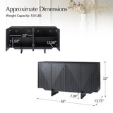 Dietreich Wooden Buffet Sideboard with Deep Embossed Texture