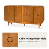 Alee 58 Inches Wide Mid-Century Modern 4-Door Sideboard With Adjustable Shelves