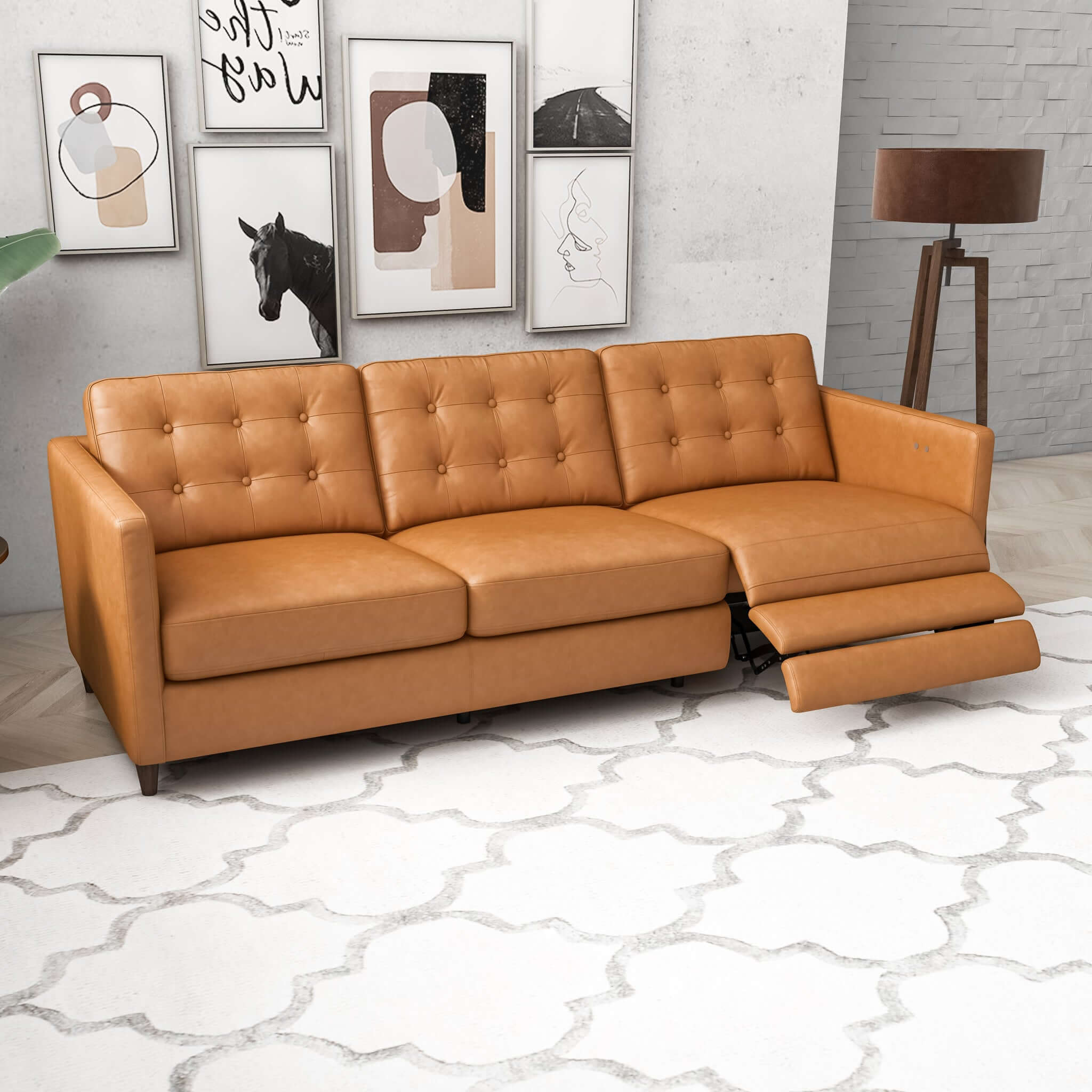 Christopher Tan Leather Electric Inclining Sofa