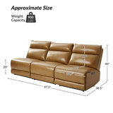 Raphael Genuine Leather Power Reclining Sectional with USB and Type-C