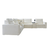 Kenny 5 Seat Recliner with 2 Console  White