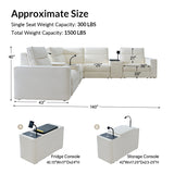Kenny 5 Seat Recliner with 2 Console  White