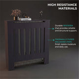 Radiator Cover Linn with Cabinet and Slatted Panel, Modern Home Furniture for Heating Units, Ventilated Decorative Enclosure with Extra Shelf Space, Ideal for Small to Medium Rooms