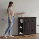 Radiator Cover Cabinet Joseph with Slatted Frame and 3 Shelves, Decorative Heater Cover, Modern Furniture Accent for Living Rooms, Hallways, and Bedrooms, Space-Saving Storage Solution