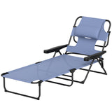 Outsunny Folding Lounge Chair w/ Reclining Back, Gray