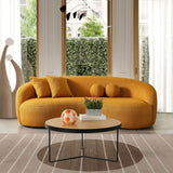Drake Japandi Style Curvy Gold Boucle Sofa