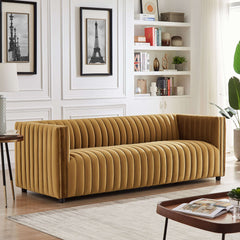 Dominic Channel Tufted Velvet Sofa