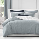 Cruz Ticking Stripes Indigo-Ivory Coverlet Set