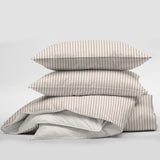Cruz Ticking Stripes Taupe-Ivory Coverlet Set