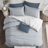 Cruz Ticking Stripes White-Navy Coverlet Set
