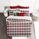 Royal Plaid Ivory-Red Duvet Cover Set