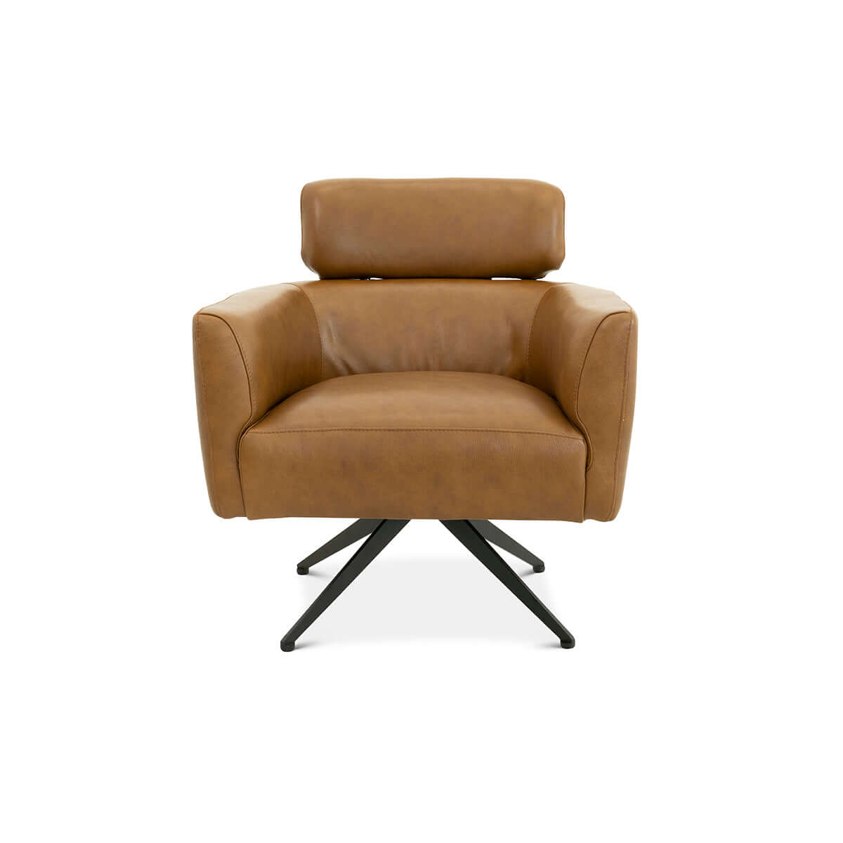 Camila Mid-Century Modern Tan Leather Lounge Chair