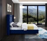 Savan Velvet Bed - Luxe Black Upholstered Frame with Deep Button Tufting & Customizable Legs