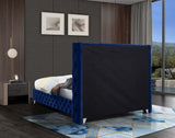 Savan Velvet Bed - Luxe Black Upholstered Frame with Deep Button Tufting & Customizable Legs