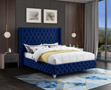 Savan Velvet Bed - Luxe Black Upholstered Frame with Deep Button Tufting & Customizable Legs