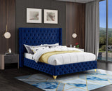 Savan Velvet Bed - Luxe Black Upholstered Frame with Deep Button Tufting & Customizable Legs