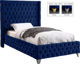 Savan Velvet Bed - Luxe Black Upholstered Frame with Deep Button Tufting & Customizable Legs