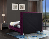 Savan Velvet Bed: Luxurious Black Upholstered Design with Deep Tufting and Customizable Legs