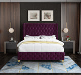Savan Velvet Bed: Luxurious Black Upholstered Design with Deep Tufting and Customizable Legs