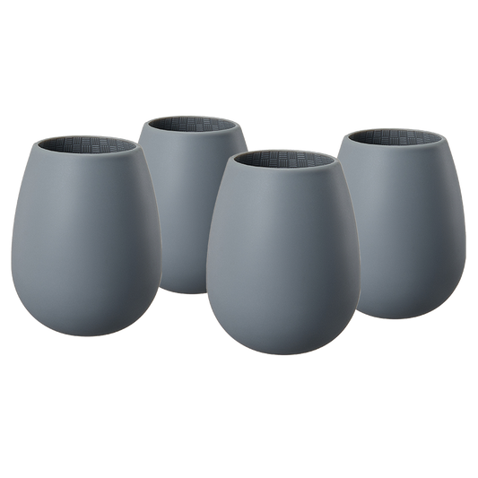 Unbreakable Silicone Stemless Wine Glassware | Set of 4  (Dark Grey)