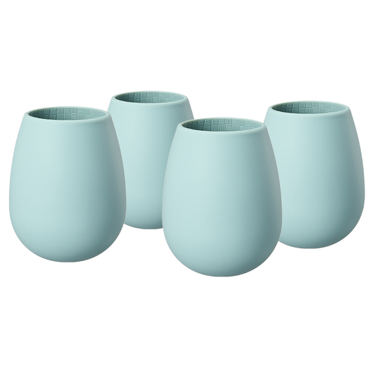 Unbreakable Silicone Stemless Wine Glassware | Set of 4 (Light Blue)