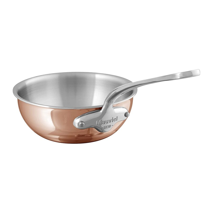 Mauviel M'6 S Induction Copper Curved Splayed Saute Pan With Cast Stainless Steel Handle, 3.4-Qt