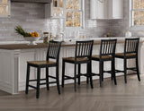 Joplin Solid Wood 24" Farmhouse Counter Stool, Walnut and Ebony Finish