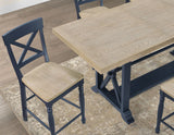 Darcy 64-82"Counter Table with 18-inch leaf, Midnight Blue and Natural Finish