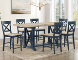 Darcy 64-82"Counter Table with 18-inch leaf, Midnight Blue and Natural Finish
