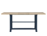 Darcy 64-82"Counter Table with 18-inch leaf, Midnight Blue and Natural Finish