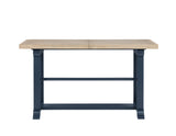 Darcy 64-82"Counter Table with 18-inch leaf, Midnight Blue and Natural Finish