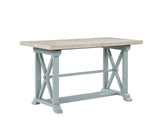 Darcy 64-82"Counter Table with 18-inch leaf, Mint Green and Natural Finish
