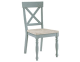 Darcy Solid Wood Side Chair, Mint Green and Parchment Finish