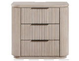 Henry Reeded 3-Drawer Nightstand with USB &amp; Electric Outlets, Tan Finish