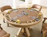 Rylie 48-inch Round Dining Table with Folding Game Top, Natural Finish