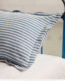 Linen pillow sham in Striped in blue