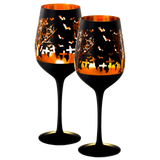 Crystal Halloween Stemmed Wine Glasses - Set of 2