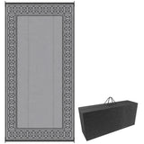 Outsunny 9' x 18' RV Outdoor Rugs / RV Outdoor Carpet with Carrying Bag, Black & Gray Border