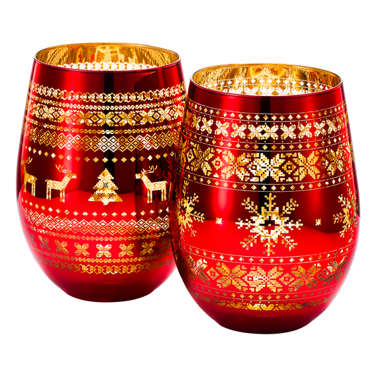 Crystal Christmas Tree Wine & Water Glasses - Set of 2