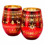 Crystal Christmas Tree Wine & Water Glasses - Set of 2