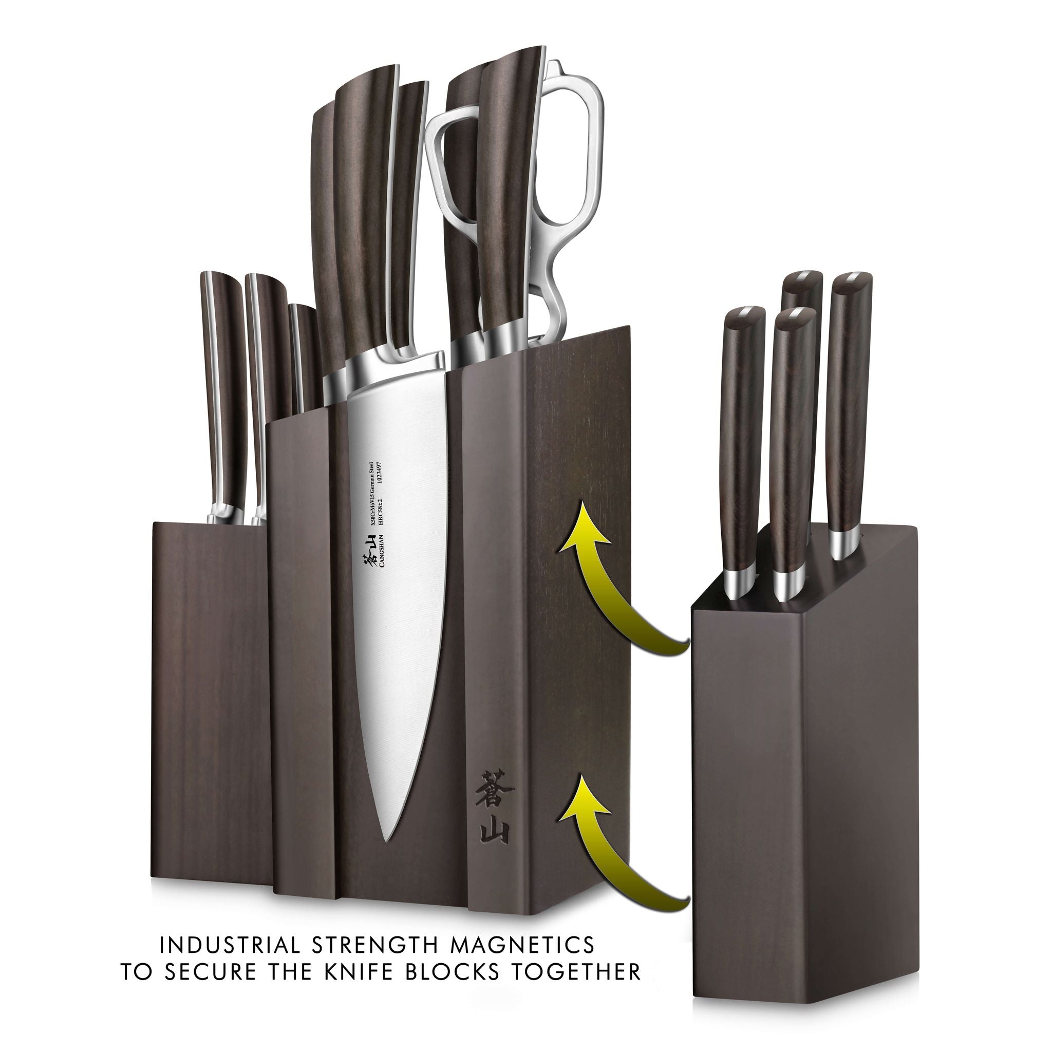 A Series 14-Piece Magnetic Knife Block Set, Forged German Steel, DENALI Walnut Block, 1022285