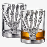 Skeleton Whiskey Glass Tumbler | Set of 2 | 10oz Glasses 4.3" H
